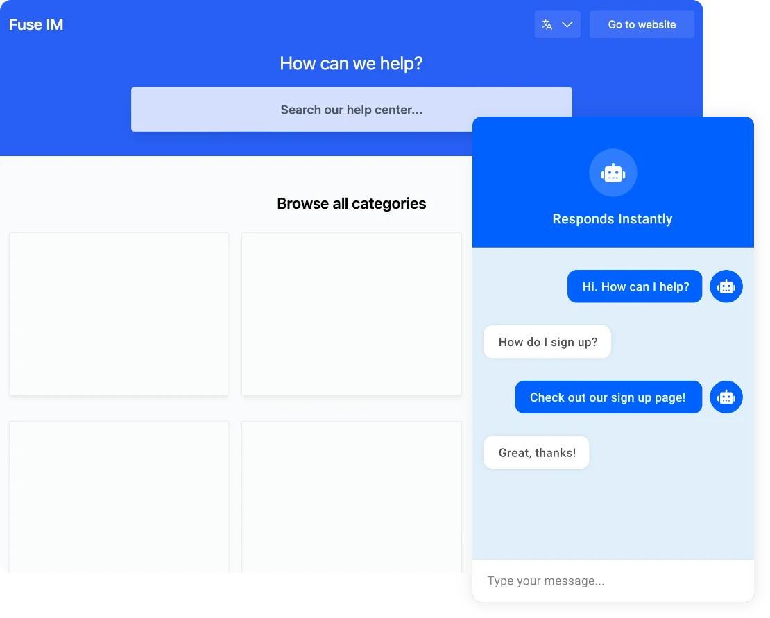 Screenshot of helpdesk with chatbot widget