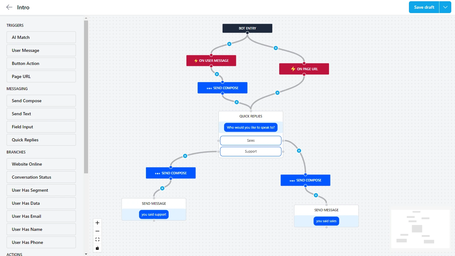 Automation workflow editor screenshot